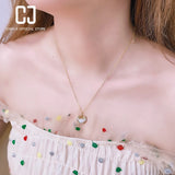 CHENJI Retro Banner Jade Ruyi Xiangyun Necklace S925 Sterling Silver