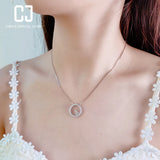 CHENJI S925 Silver Clock Collar Chain Stone Diamond Necklace Women's
