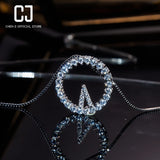 CHENJI S925 Silver Clock Collar Chain Stone Diamond Necklace Women's