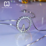 CHENJI S925 Silver Clock Collar Chain Stone Diamond Necklace Women's