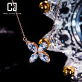 CHENJI S925 Silver 4-Leaf Clover Diamond Rose Necklace Gift
