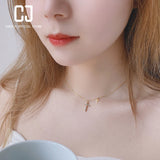 CHENJI S925 Silver Cross Pendant Short Necklace Female Collar Chain