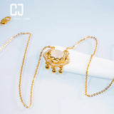 CHENJI S925 Silver Flag Chinese Wind Jade Necklace Female Peace Lock
