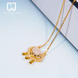 CHENJI S925 Silver Flag Chinese Wind Jade Necklace Female Peace Lock