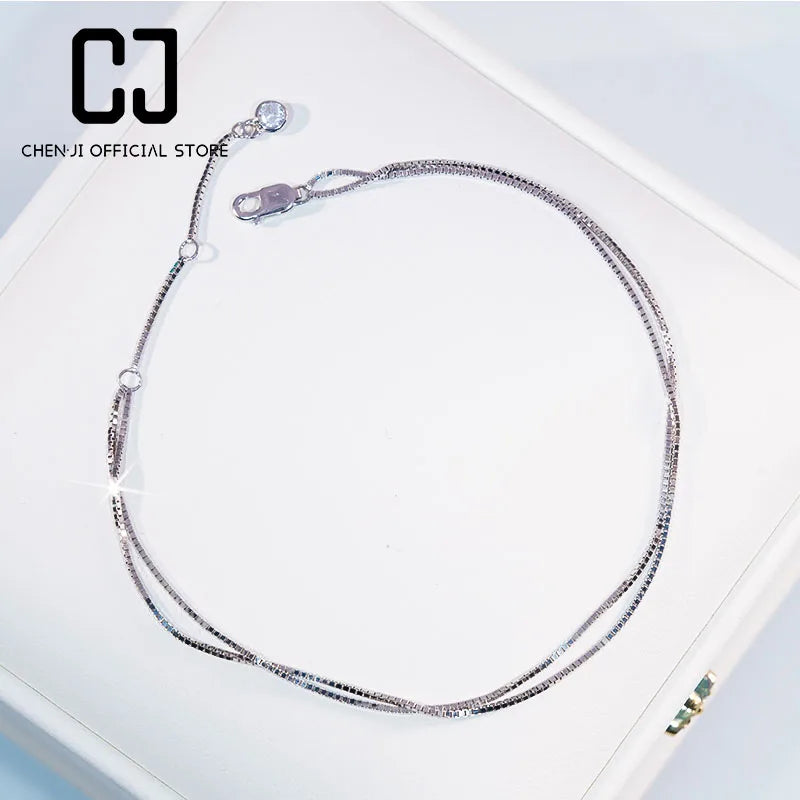 CHENJI S925 Silver Bracelet Double Layer Fresh All-Match Niche Bracelet