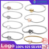 CHENK Hot Love heart Silver Bracelet For Beads Charms Bangle DIY Jewelry