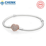 CHENK Hot Love heart Silver Bracelet For Beads Charms Bangle DIY Jewelry