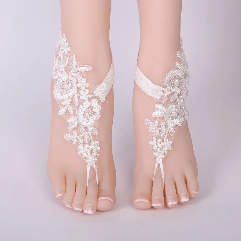 Crochet Barefoot Sandals Lace Anklets Wedding Prom Party