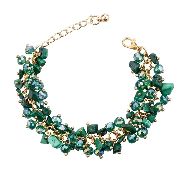 Crystal Beads Flower Bracelet With Stones