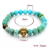Green Stone Lion Charm Bracelet Men Jewelry Beads SBR160001