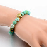 Green Stone Lion Charm Bracelet Men Jewelry Beads SBR160001
