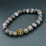 Green Stone Lion Charm Bracelet Men Jewelry Beads SBR160001