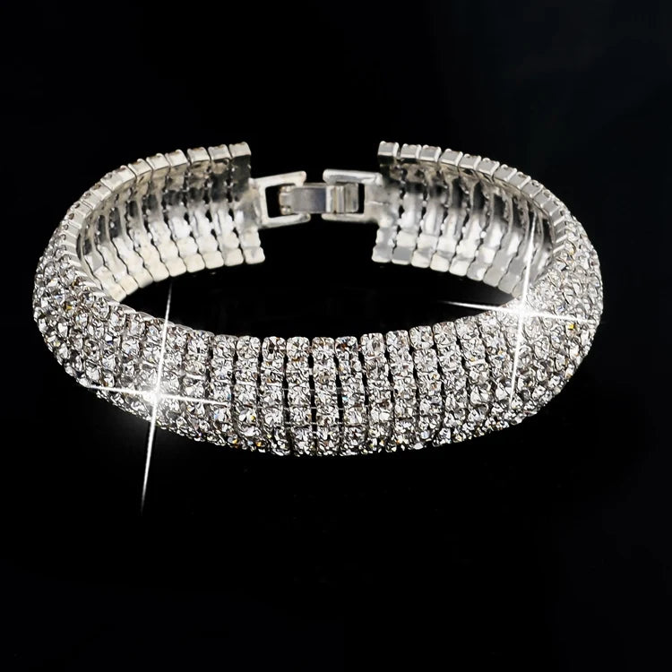 Silver Crystal Charm Bead Bracelet Love Bangles SBR140158