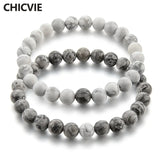 Black & Grey Distance Charms Bracelet Men Women Natural Stone Beaded Bracelet