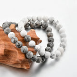Black & Grey Distance Charms Bracelet Men Women Natural Stone Beaded Bracelet