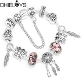 European Silver Charm Bracelet Snake Chain for Kids Girls