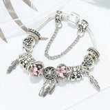 European Silver Charm Bracelet Snake Chain for Kids Girls