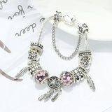 European Silver Charm Bracelet Snake Chain for Kids Girls