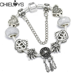 European Silver Charm Bracelet Snake Chain for Kids Girls