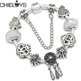 European Silver Charm Bracelet Snake Chain for Kids Girls