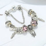 European Silver Charm Bracelet Snake Chain for Kids Girls