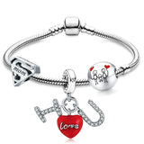 Crystal Heart Charm Bracelet Gift For Women