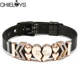 CHILOYS Stainless Steel Heart to Heart Beads Bracelets