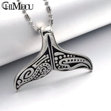 Whale Tail Pendant Necklace Chain Stainless Steel for Men/Women