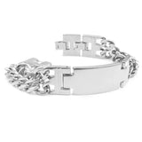 Men's Stainless Steel Double Chain ID Bracelet, Punk Rock Biker Style