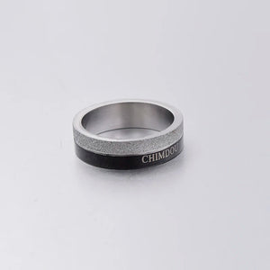 Men's Stainless Steel Black Silver Ring 8mm Width