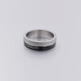 Men's Stainless Steel Black Silver Ring 8mm Width