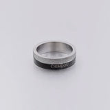 Men's Stainless Steel Black Silver Ring 8mm Width