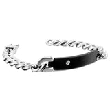 Stainless Steel ID Bracelet Punk Style Rhinestone Jewelry