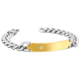 Stainless Steel ID Bracelet Punk Style Rhinestone Jewelry