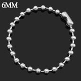 Silver CHAIN Bead Ball Bracelet Charm Women Girl Bracelet Customed Length