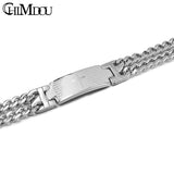 Stainless Steel Double Chain Cross ID Bracelet, 15mm Width