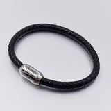 Men's Stainless Steel Clasp Leather Bracelet