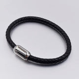Men's Stainless Steel Clasp Leather Bracelet