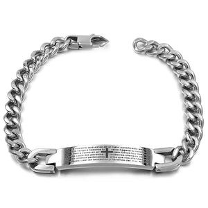 Men's Scripture ID Bracelet Stainless Steel Charm Business Jewelry