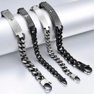 Men's Scripture ID Bracelet Stainless Steel Charm Business Jewelry