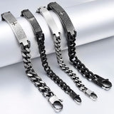 Men's Scripture ID Bracelet Stainless Steel Charm Business Jewelry
