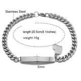 Women Heart Charm Bangle Stainless Steel Jewelry Birthday Gift