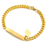 Women Heart Charm Bangle Stainless Steel Jewelry Birthday Gift