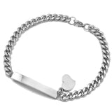 Women Heart Charm Bangle Stainless Steel Jewelry Birthday Gift