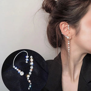 CHIMERA Rhinestone Tassel Ear Cuff No Pierced Ear Clip Earrings