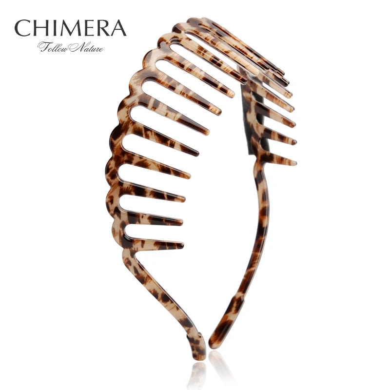 Leopard Print Hair Hoop Comb Headband for Women Girls