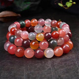 Yanyuan Agate Multicolor 8/10/12mm Round Bracelet 7.5 Inches Beads