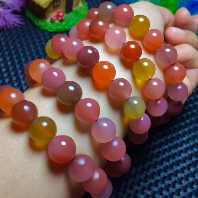 Yanyuan Agate Multicolor 8/10/12mm Round Bracelet 7.5 Inches Beads