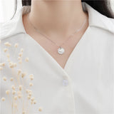 925 Silver Necklace Pendant Women Pearl Shell Round Necklace High Jewelry