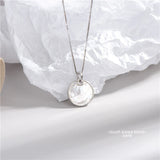 925 Silver Necklace Pendant Women Pearl Shell Round Necklace High Jewelry